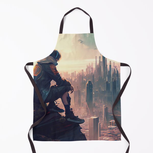Artikelvorschau, Anime Boy Looking Over a Beautiful Cityscape Digital Painting entworfen und verkauft von CodeAndColors.