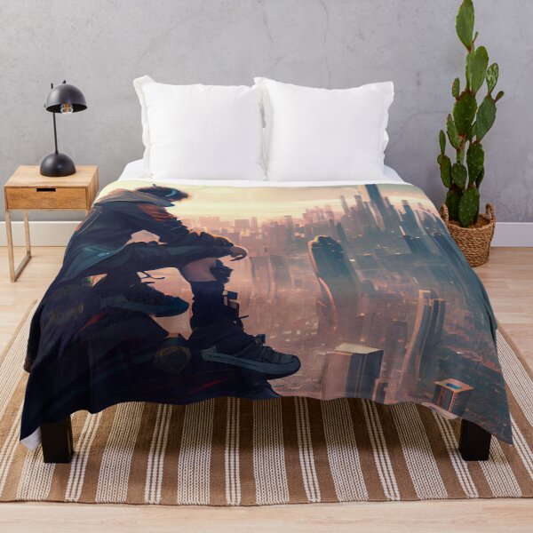 Item preview, Anime Boy Looking Over a Beautiful Cityscape Digital Painting designed and sold by CodeAndColors.
