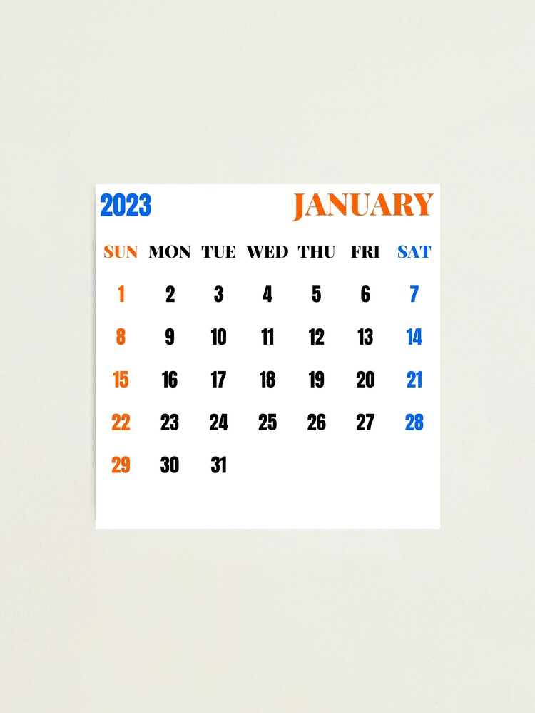 calendrier janvier 2023