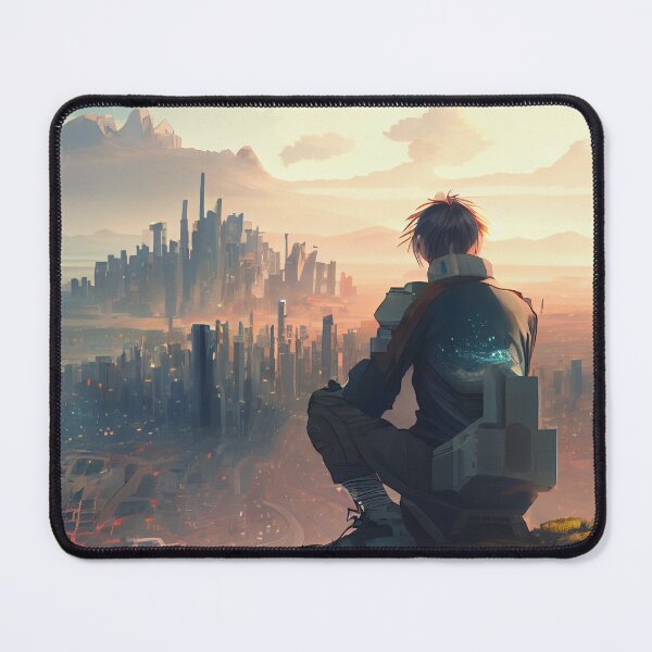 Item preview, Anime Boy Looking Over a Cyberpunk City Digital Painting designed and sold by CodeAndColors.