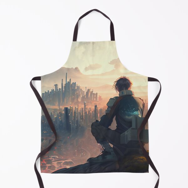 Item preview, Anime Boy Looking Over a Cyberpunk City Digital Painting designed and sold by CodeAndColors.