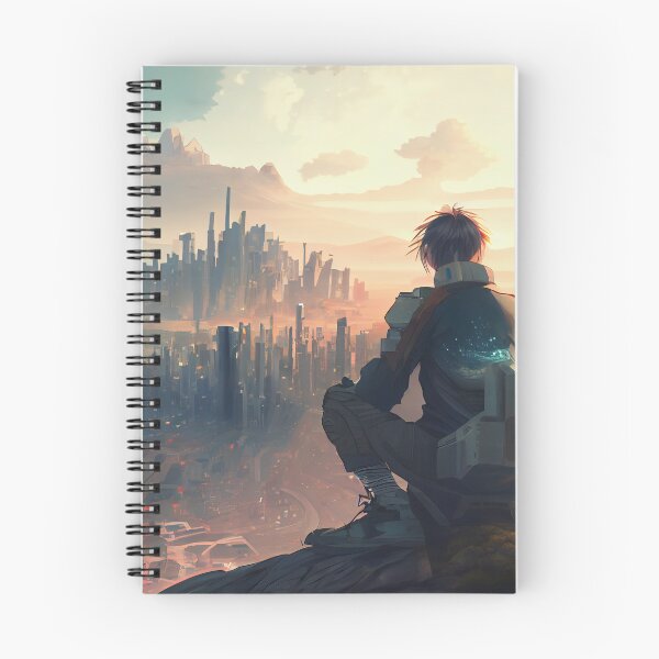 Item preview, Anime Boy Looking Over a Cyberpunk City Digital Painting designed and sold by CodeAndColors.