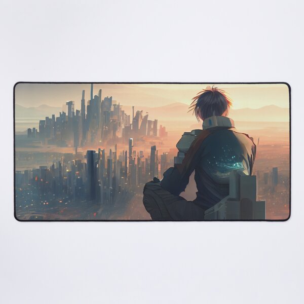 Item preview, Anime Boy Looking Over a Cyberpunk City Digital Painting designed and sold by CodeAndColors.