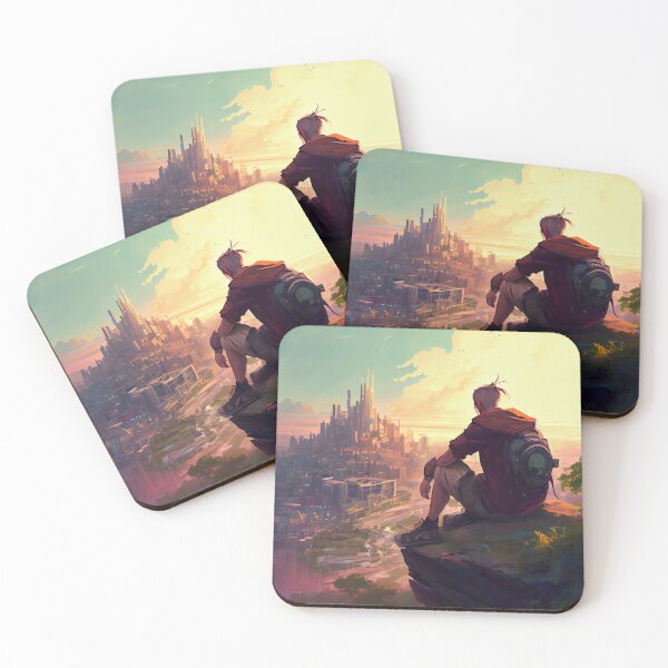 Item preview, Anime Boy Looking Over a Distant City Digital Painting designed and sold by CodeAndColors.