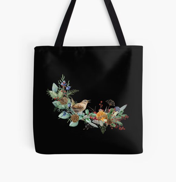 Item preview, Winter Flowers, Berries And A Cute Bird, Gifts For Flower Lovers and Bird Enthusiasts  designed and sold by Flowerartlovers.
