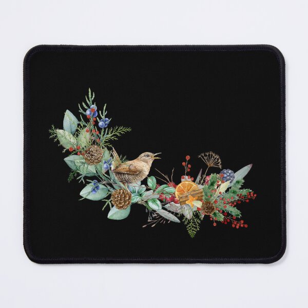 Item preview, Winter Flowers, Berries And A Cute Bird, Gifts For Flower Lovers and Bird Enthusiasts designed and sold by Flowerartlovers.