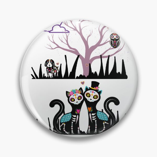 Item preview, I Heart Spirit Animals, Sugar Skull Animal Pack, Kawaii Sugar Skulls, Day of The Dead, Cats, Owls, Bird, Dog, Hearts, Trees, Transparent, Bright White, designed and sold by Awearness.