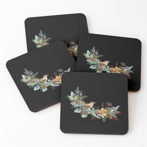 Item preview, Winter Flowers, Berries And A Cute Bird, Gifts For Flower Lovers and Bird Enthusiasts  designed and sold by Flowerartlovers.