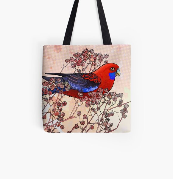 Crimson Rosella All Over Print Tote Bag