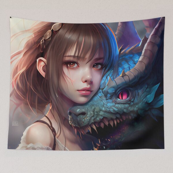 Item preview, Beautiful Anime Girl in Love with Demon Digital Painting designed and sold by CodeAndColors.