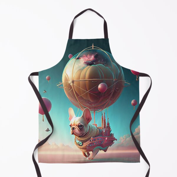 Item preview, Surreal magic metaphysic French Bouledogue with hot air balloon designed and sold by ladarkepoque.