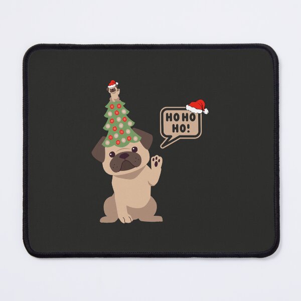 Item preview, Cartoon Pug Dog with Christmas Tree on its Head designed and sold by SeasonalDogs.