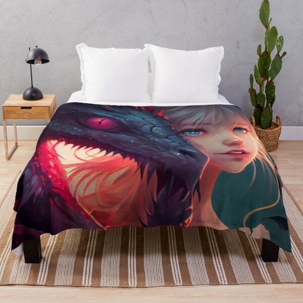 Item preview, Beautiful Blonde Anime Girl with Scary Monster Digital Painting designed and sold by CodeAndColors.