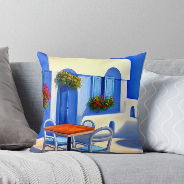Item preview, Santorini Houses - Painting 6 - Throw Pillows and Prints.  designed and sold by ScatterHub.