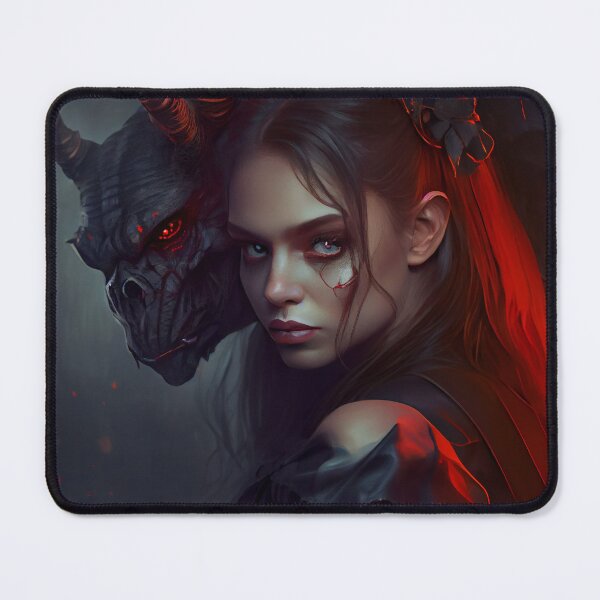 Item preview, Beautiful Evil Girl with Demon Digital Painting designed and sold by CodeAndColors.