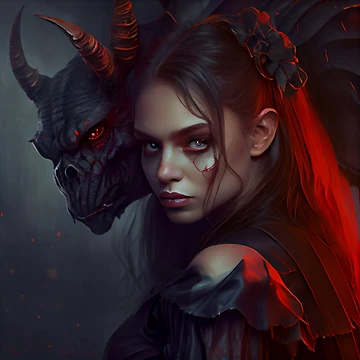 Vorschaubild zum Design Beautiful Evil Girl with Demon Digital Painting von CodeAndColors