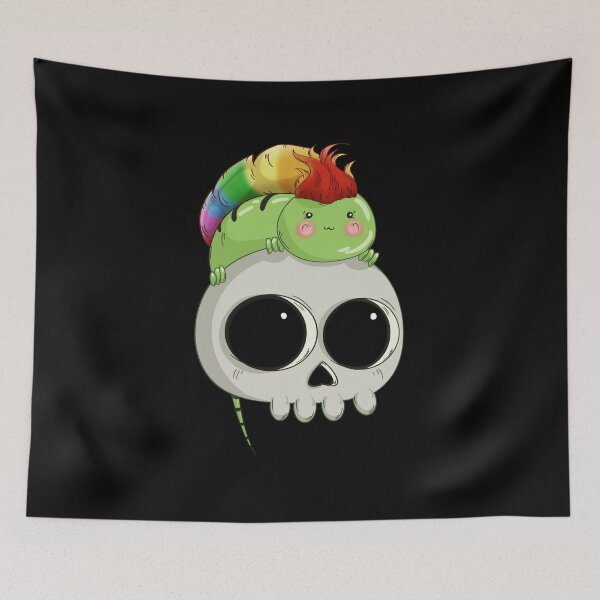 Item preview, Lizard with a rainbow mohawk sitting on a skull as a makeshift mohawk designed and sold by iduzarts.