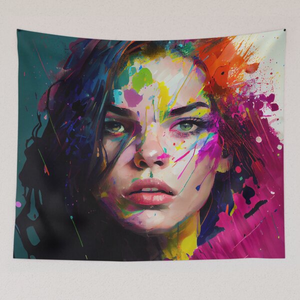 Item preview, Beautiful Vibrant Colorful Woman Portrait Digital Painting designed and sold by CodeAndColors.