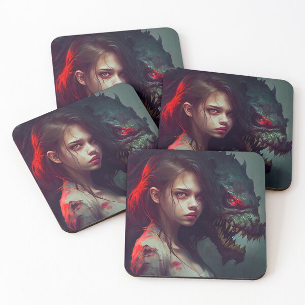 Item preview, Brunette Girl with Pet Demon Digital Painting designed and sold by CodeAndColors.