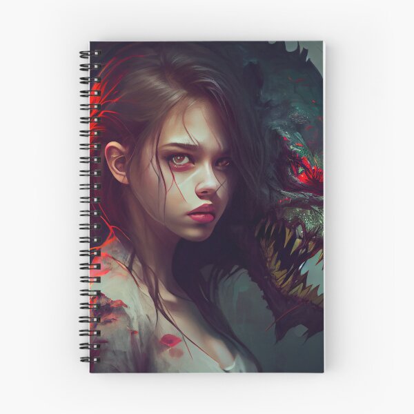Item preview, Brunette Girl with Pet Demon Digital Painting designed and sold by CodeAndColors.