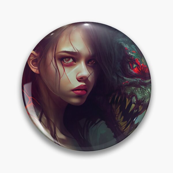Item preview, Brunette Girl with Pet Demon Digital Painting designed and sold by CodeAndColors.