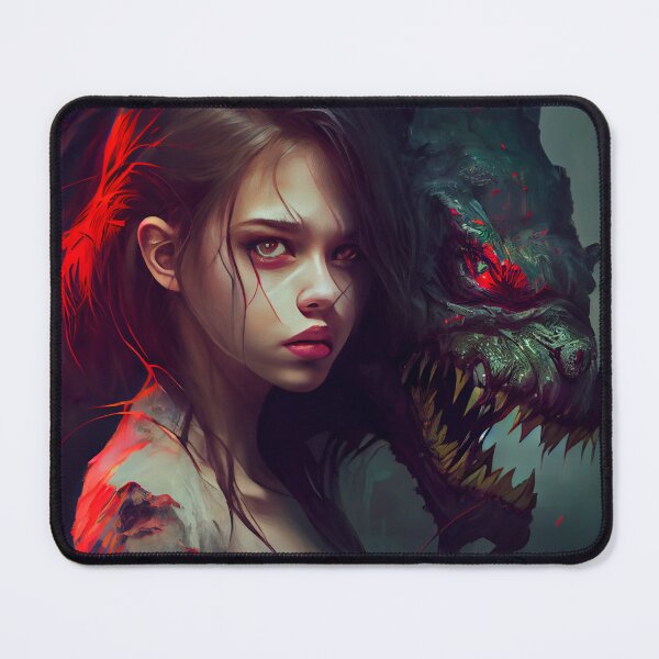 Item preview, Brunette Girl with Pet Demon Digital Painting designed and sold by CodeAndColors.