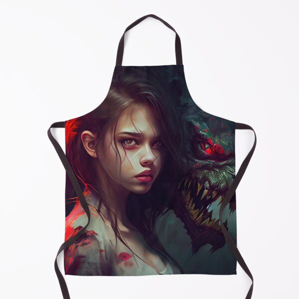 Item preview, Brunette Girl with Pet Demon Digital Painting designed and sold by CodeAndColors.