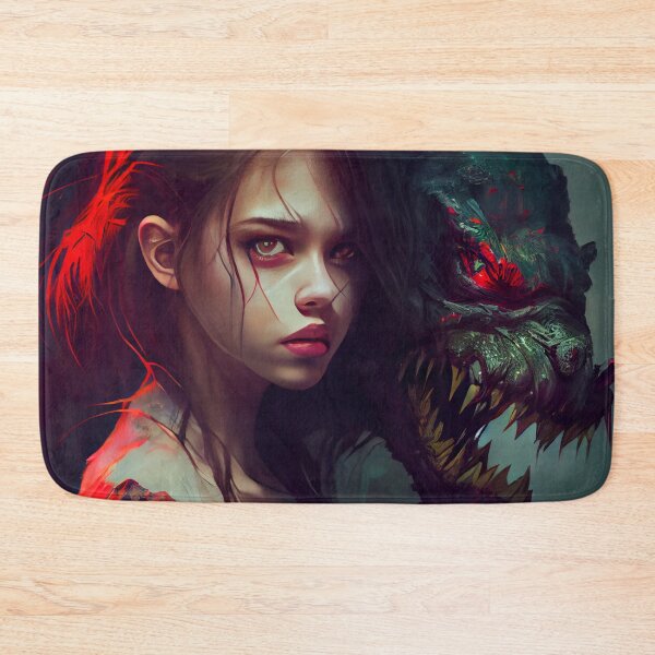 Item preview, Brunette Girl with Pet Demon Digital Painting designed and sold by CodeAndColors.