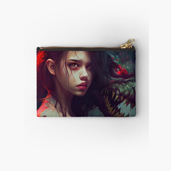 Item preview, Brunette Girl with Pet Demon Digital Painting designed and sold by CodeAndColors.
