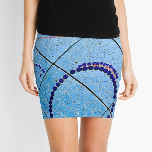 Abstract Baltimore Mirror Mosaic Blue and Orange Circular Patterns Photograph Mini Skirt