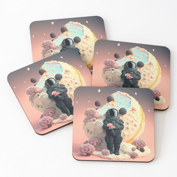 Item preview, Black spacesuit astronaut in a strange unknown planet with flowers and candies designed and sold by ladarkepoque.