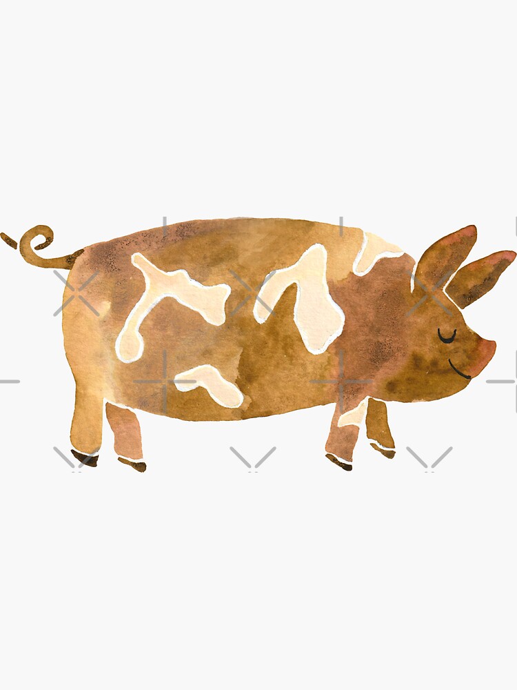 "Watercolor Brown Spotted Pig" Sticker for Sale by SurfPixieArt | Redbubble