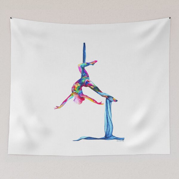 Item preview, The silky lady - Aerial silks - Silk yoga Print watercolor painting - Aerialist gift designed and sold by LaureBPaintings.