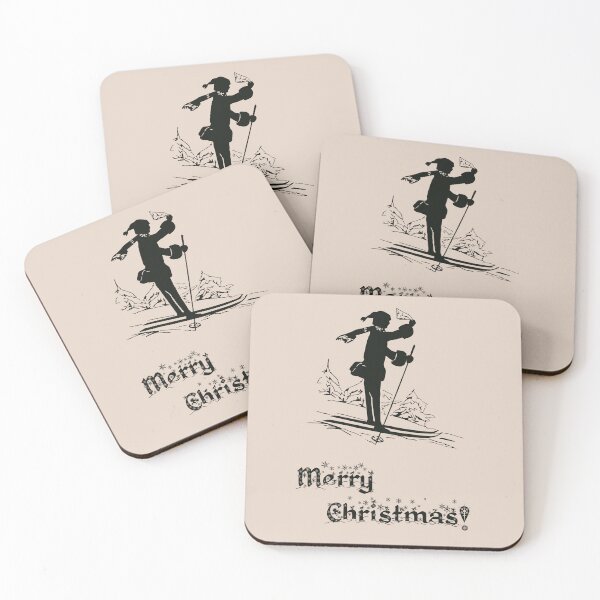 Item preview, Merry Christmas silhouette ski retro designed and sold by aapshop.