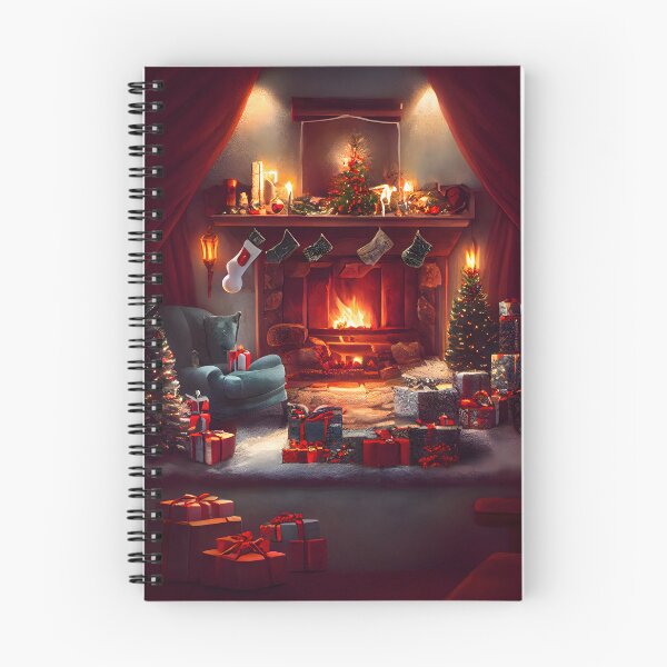 Item preview, Warm Realistic Christmas Tree and Fireplace Painting Anime Style designed and sold by RepublicOfFire.
