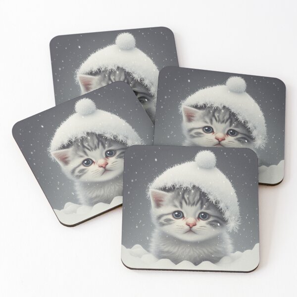 Item preview, Adorable Fluffy Kitten In Santa Hat Made Of Snow designed and sold by tronictees.