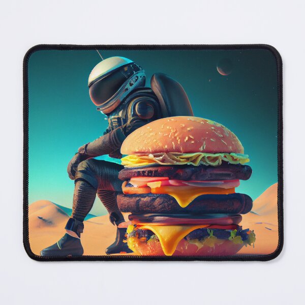 Item preview, Black spacesuit astronaut in a strange unknown planet with burger designed and sold by ladarkepoque.