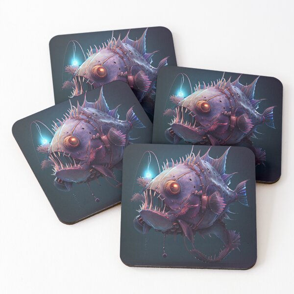 Item preview, Cool Steampunk Purple Anglerfish Fish Digital Painting designed and sold by CodeAndColors.