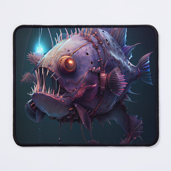 Item preview, Cool Steampunk Purple Anglerfish Fish Digital Painting designed and sold by CodeAndColors.