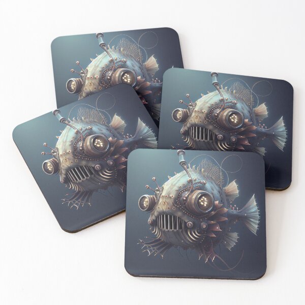 Item preview, Cool Steampunk Robot Anglerfish Fish Digital Painting designed and sold by CodeAndColors.