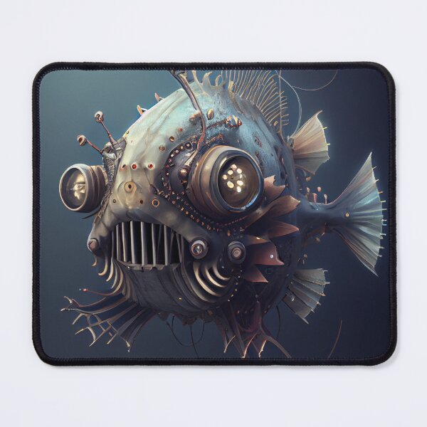 Item preview, Cool Steampunk Robot Anglerfish Fish Digital Painting designed and sold by CodeAndColors.