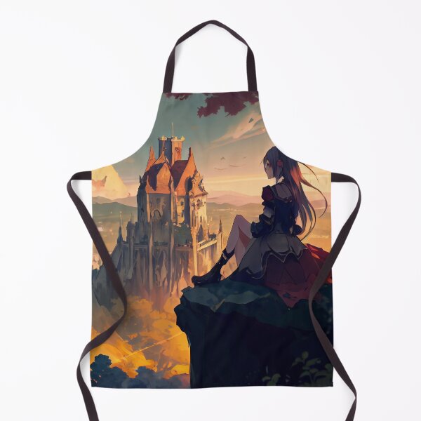 Artikelvorschau, Cute Anime Girl Looking Over at a Distant Castle Digital Painting entworfen und verkauft von CodeAndColors.