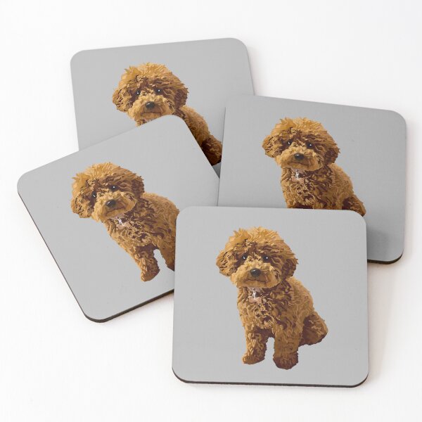 Item preview, Ginger the Toy Poodle on Grey background designed and sold by Quick Brown Fox Canada.