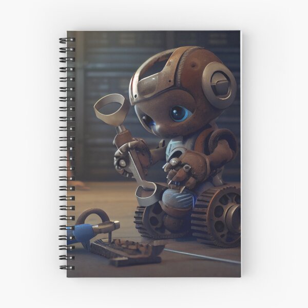 Item preview, Cute Baby Robot Playing with a Wrench Digital Painting designed and sold by CodeAndColors.