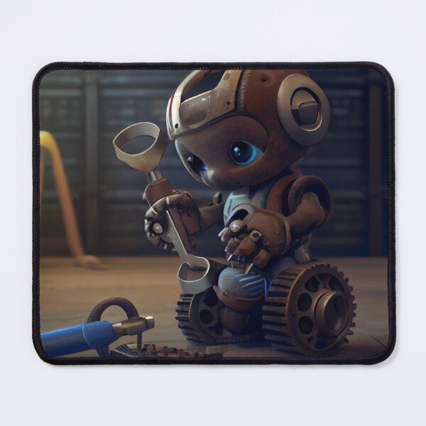 Item preview, Cute Baby Robot Playing with a Wrench Digital Painting designed and sold by CodeAndColors.