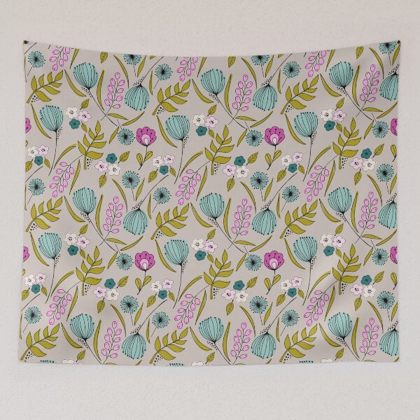 Item preview, Doodle Dot Floral, Grey designed and sold by Jaima-OLoughlin.