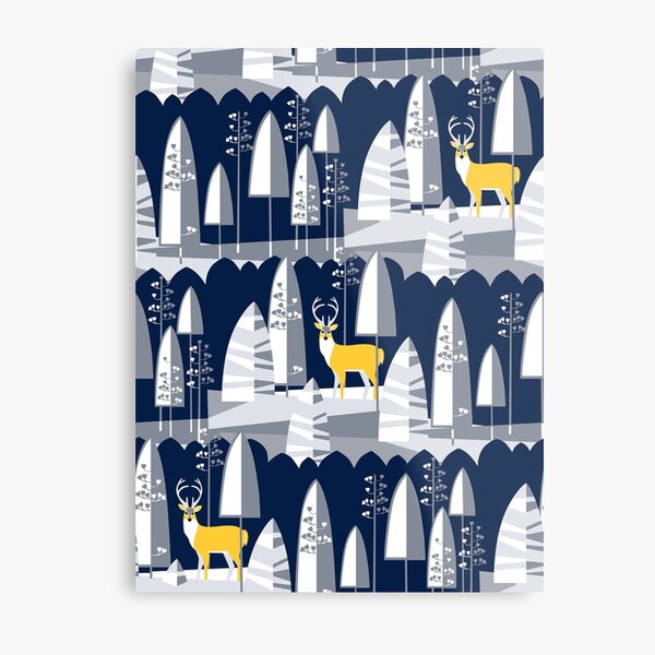 Mod Deer in Winter Forest Metal Print