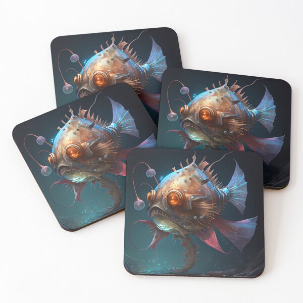 Item preview, Dark Cool Steampunk Anglerfish Fish Digital Painting designed and sold by CodeAndColors.