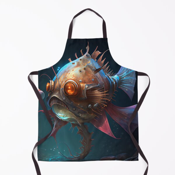 Aperçu de l'œuvre Dark Cool Steampunk Anglerfish Fish Digital Painting créée et vendue par CodeAndColors.