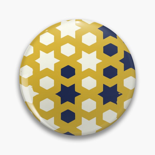 Item preview, Stars and Polygons, Staggered System, Navy and Ivory on Yellow Ochre designed and sold by KShedenhelm.